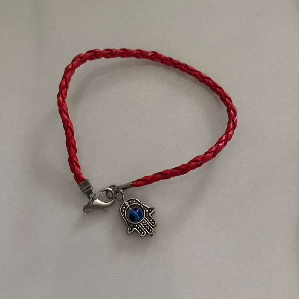 Red Leather HAMSA bracelet